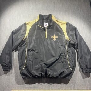 New Orleans Saints Jacket Mens XL Black Gold NFL Football Pullover Quarter Zip